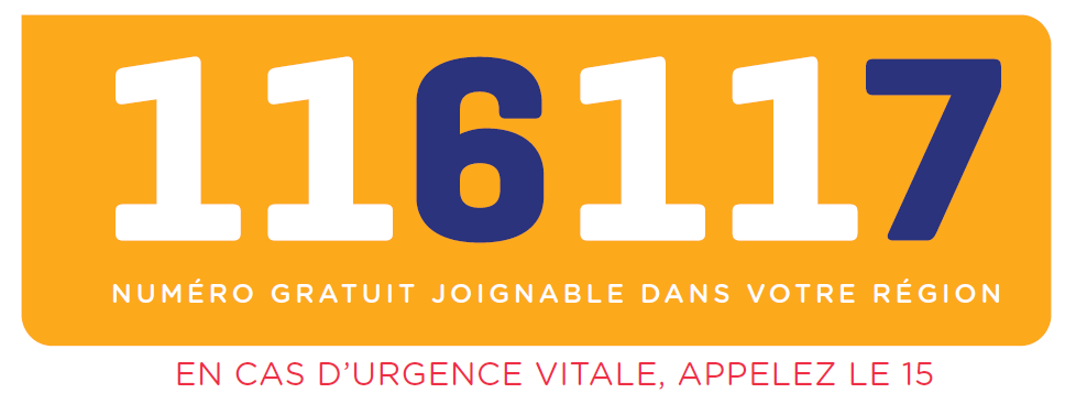 116 117 : numéro gratuit joignable dans votre région. En cas d'urgence vitale, appelez le 15.